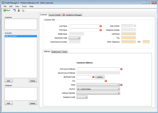 Credit Manager, Metro 2 Credit Reporting Software, data entry.